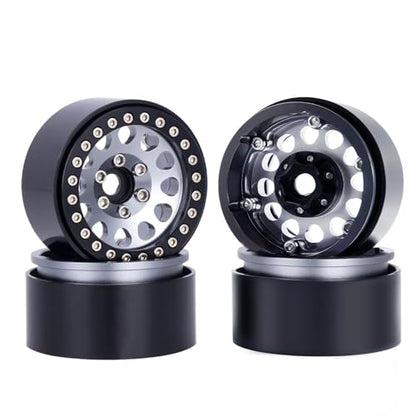 1.9 Beadlock Wheels for 1/10 RC Crawler, Aluminum 1.9 RC Wheel Rims with 12mm Hex, Metal Beadlock Wheel Set for 1/10 RC Rock Crawler, 4PCS (Titanium) - color: Titanium