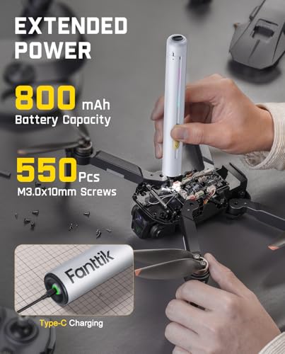 Fanttik E2 Ultra Electric Screwdriver, Precision Screwdriver Set (White) | 50 Magnetic Bits, 5/32''Hex Shank, 0.6N.m, RevoStor Magnetic Storage, Repair Kit for PC, Phone, 3D Printer, RC Cars, Drone - color: Snow White