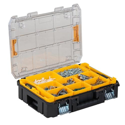 DEWALT TSTAK Tool Organizer, Small Parts and Screw Organizer Tool Box with Removable Compartments, (DWST17805) - size: 17.25" L x 13.25" W x 4.62" H
