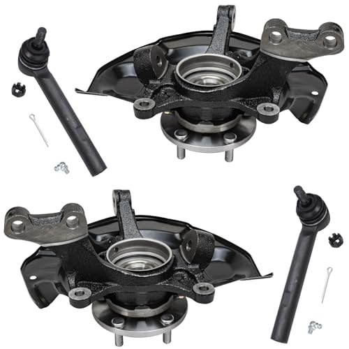 Detroit Axle - Front Steering Knuckles & Wheel Hub Bearings + Outer Tie Rod | Ends Replacement for RX330 RX350 RX400h Highlander - 4pc Set - size: 4SU48636/Kit