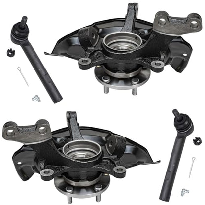 Detroit Axle - Front Steering Knuckles & Wheel Hub Bearings + Outer Tie Rod | Ends Replacement for RX330 RX350 RX400h Highlander - 4pc Set - size: 4SU48636/Kit