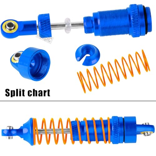 RC Front Rear Assembled Full Metal Shocks Upgrades Part for 1/18 LaTrax Teton Desert Prerunner,Equipped with Two Sets of Springs, Replace Parts 7660 7665(Navy Blue 4PCS)