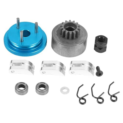 RC Car Repair Kit for HSP 1/8 for Nitro Metal 14T Gear Flywheel Assembly RC Car Bearing Clutch Bell Shoes Nut Springs Parts Modified Accessories(Blue) - size: Blue