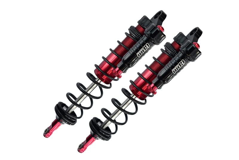 GPM Aluminum 6061-T6 Rear L-Shape Piggy Back (Built-in Piston Spring) Adjustable Spring Dampers 143Mm - 2Pc Set for TRAXXAS 1/8 4Wd Sledge Monster Truck-95076-4 (Red) - color: Red