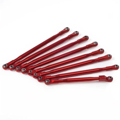 RC Tie Link Rods Compatible with Axial SCX6 for JLU 1/6 RC Crawler Car Upgrade Parts 8Pcs Metal Links Bar Suspension Linkage Set with Metal Rod End(Red) - color: Red