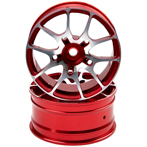 Aluminum Alloy 1/10 On-Road Racing Touring Drift Car Wheel Rims 12mm Hex Hub 26mm Width Compatible with Tamiya TT01 Kyosho RedCat Sakura D4 XIS HSP 1/10 RC Car (Red) - color: Red