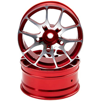 Aluminum Alloy 1/10 On-Road Racing Touring Drift Car Wheel Rims 12mm Hex Hub 26mm Width Compatible with Tamiya TT01 Kyosho RedCat Sakura D4 XIS HSP 1/10 RC Car (Red) - color: Red