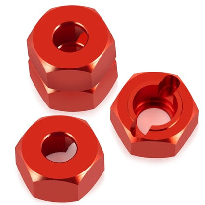 QUE-T Aluminium Wheel Hex Hub Adapter Upgrade for 1/18 HPI Venture HILUX RC Crawler Car (Red) - color: Red