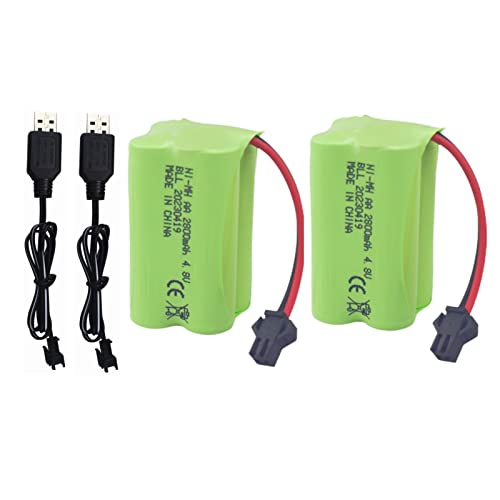 sea jump 2PCS AA 4.8V 2800mah SM-2P Plug Battery with USB Charging Cable for Electric Robot RC Boat Battery 1/28 Stunt RC Car C128 1/28 NB2801 NB2802 NB2803 Double-Sided Roll Spinning Stunt Car