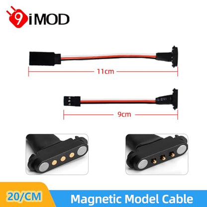 3-pin JR Plug Magnetic Snap-on Servo Extension Cable Wire Cord Female to Male RC Servo Extension Cord Wire Connectors for RC Models, Cars, Planes, Drones, DIY Projects (20CM*3 Pairs) - style: 20CM*3 Pairs