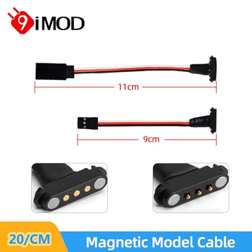3-pin JR Plug Magnetic Snap-on Servo Extension Cable Wire Cord Female to Male RC Servo Extension Cord Wire Connectors for RC Models, Cars, Planes, Drones, DIY Projects (20CM*5 Pairs) - style: 20CM*5 Pairs