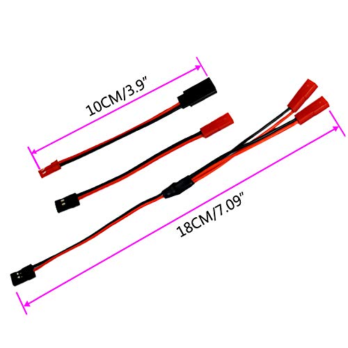 16LEDs RC Crawler Car LED Light Bar Roof Lamp Simulation Spotlight Kit 5-8.4V & Male JR to Female JST Y Splitter Harness Parallel Wire & 1 Pair JST to JR Male Female Cable Servo Adapter
