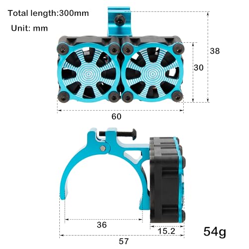 DKKY RC Motor Cooling Fan Heatsink 18000RPM 36mm for ARRMA Axial Traxxas 1/6 1/8 1/10 RC Models with 3650 Motor (Blue) - color: Blue