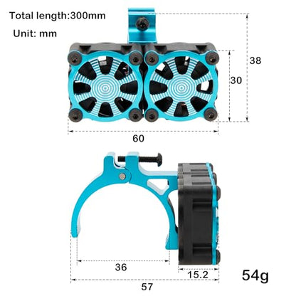 DKKY RC Motor Cooling Fan Heatsink 18000RPM 36mm for ARRMA Axial Traxxas 1/6 1/8 1/10 RC Models with 3650 Motor (Blue) - color: Blue
