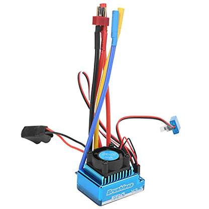 80A Brushless ESC Electric Speed Controller, Waterproof Brushless ESC for 1/10 1/12 RC Car and Boat, Sensorless Compatible with Cooling Fan Removal for Underwater Use