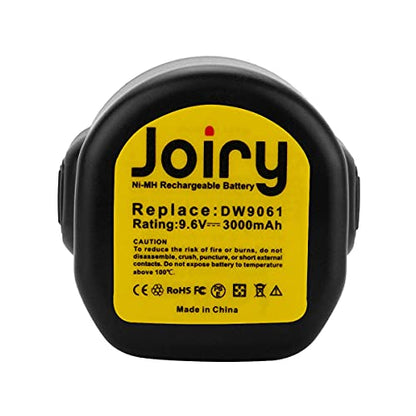Joiry 2-Pack 9.6V 3000mAh Replacement Ni-MH Battery with Higher Safety & Longer Runtime - Compatible with Dewalt DE9061 DE9062 DW9061 DW9062 DE9036 DW911 DW921 DW9614 DW050 DW926K-2