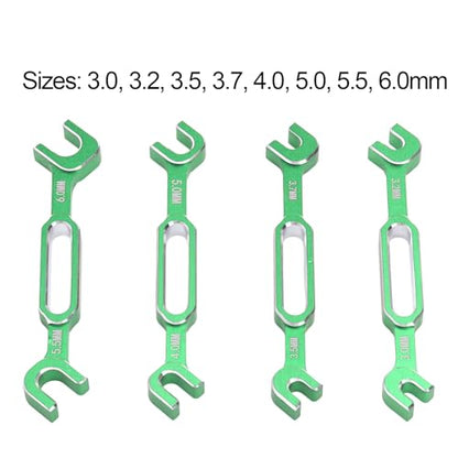 4PCS RC Turnbuckle Wrench, 3.0 3.2 3.5 3.7 4.0 5.0 5.5 6.0mm RC Wrench, Aluminum Alloy Turnbuckle Nut Ball Joint Remover, RC Universal Repair Tool (Green) - color: Green