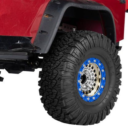 1.9 Beadlock Tire for 1/10 RC Crawler SCX10 90046 AX103007 TRX4 TRX6 Gen7 8 D90 VS4-10 MST CFX, Aluminum Deep Wheel w/Rubber Tires&Super Heavy Brass,1.9" Wheels and Tires,Silver - color: Silver（4pcs）