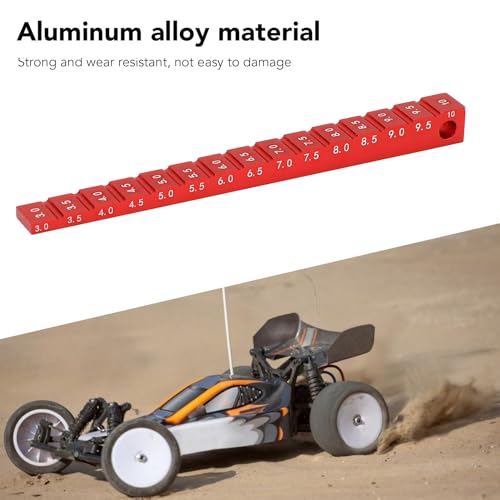 RC Ride Height Gauge 1/10, RC Camber Gauge Aluminum Alloy RC Ride Height and Camber Gauge Kit for 1/10 RC Drift Car, 0.1 to 0.4in Adjustment Range (Red) - color: Red
