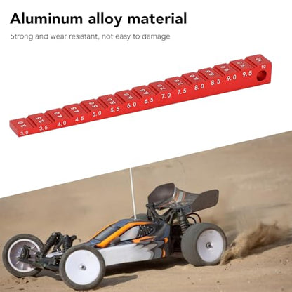 RC Ride Height Gauge 1/10, RC Camber Gauge Aluminum Alloy RC Ride Height and Camber Gauge Kit for 1/10 RC Drift Car, 0.1 to 0.4in Adjustment Range (Red) - color: Red