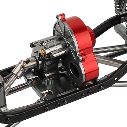 All Metal Complete Gearbox Transmission with Motor Gears for 313mm Wheelbase 1/10 RC Crawler Truck Axial SCX10 & SCX10 II DIY Upgrade Parts (red-Titanium) - color: Red-titanium