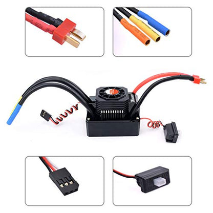 3650 5900KV Sensorless Brushless Motor 120A Brushless ESC & Program Card Waterproof Motor ESC Combo 3.175mm Shaft for 1/10 RC Car Truck