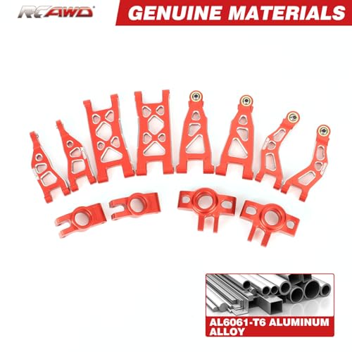 RCAWD Suspension Arm&Hub Set for Arrma Mojave Grom Losi 1/12 Scale RC Car | Front Upper and Front Lower Suspension Arms Replacement for ARRMA Mojave GROM Upgrade Parts