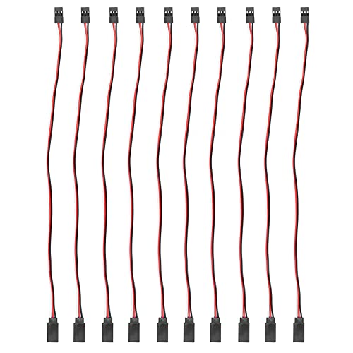 Servo Extension Cable 3 Pin Brass Core High Conductivity Flexible Durable Wire for RC Cars Drones Helicopters Aircraft 10PCS Set (300mm Male to Female) - size: 300mm male to female
