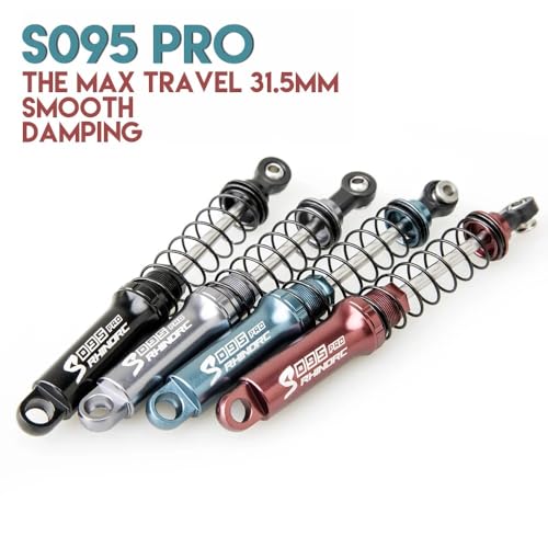 RC Shock Absorber S095 Pro-P4,4PCS 95mm,1/10 Scale Adjustable Shocks for 2-4KG MOA Shafty Axial SCX10 TRX-4 Crawler Trucks Upgrade Parts(S095 Pro-P4) - color: S095 Pro-P4