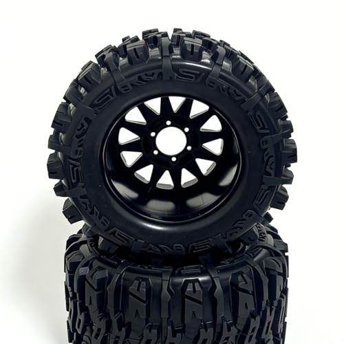 1/7 1/8 RC Monster Truck Tires and Wheels 12mm 14mm 17mm Hex, 6.69" OD Off-Road Tyres for Traxxas Maxx TMaxx Summit E-Revo 3.3 Arrma Kraton Notorious Outcast 6S Typhon 3S (L3)