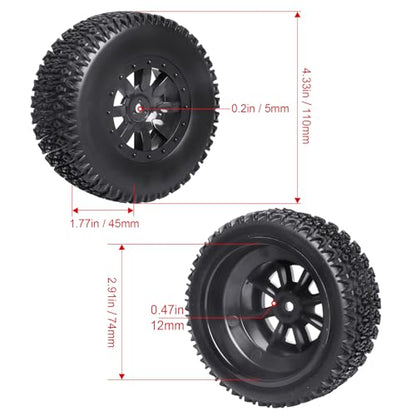 HobbyPark Pre-Glued RC Tires and Wheels 12mm Hex for 1/10 Scale RC Short Course Truck Traxxas Slash 4x4 2WD BL-2S, Redcat Blackout XTE SC TR10, Losi 22S SCT, 4PCS (Style C) - style: Style C