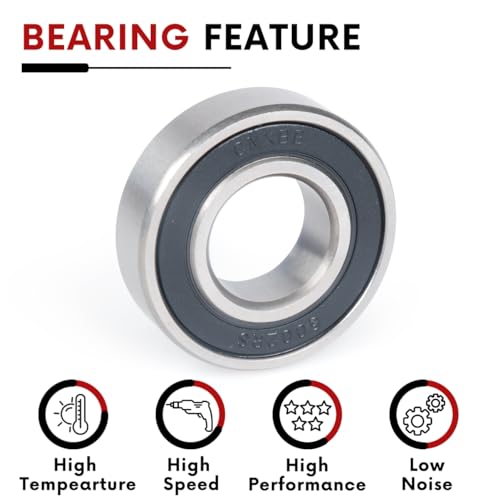 10 PCS 6002-2RS Double Rubber Sealed Deep Groove Ball Bearings 15x32x9mm, Deep Groove Ball Bearing ABCE-3 Pre-Lubricated, Chromium Bearing Steel (6002-2RS, 10) - size: 6002-2RS