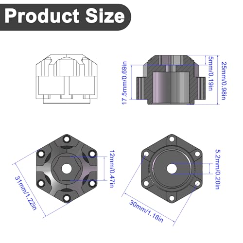 Hex Adapters for 1/10 Pro-Line Racing 6x30 to 12mm PRO633701 PL28 MX28 | 17.5mm Thickness, Aluminum Wheel Hex Hub Adapter Upgrade Parts, Blue - color: Blue 12mm