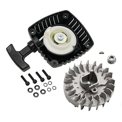 FLMLF Plastic Turbine Pull Starter and Flywheel for Zenoah CY 23cc~36cc Engine for 1/5 HPI ROVAN KM Baja LT FG DBXL GoPed RedCat Rc Car Parts - style: Plastic Turbine