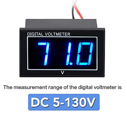 Waterproof Voltage Meter,Blue LED Digital Display Volt Gauge DC5-130V | 12V 24V 36V 48V 60V 72V Golf Cart,Car, Motorcycle，Boats Battery Meter