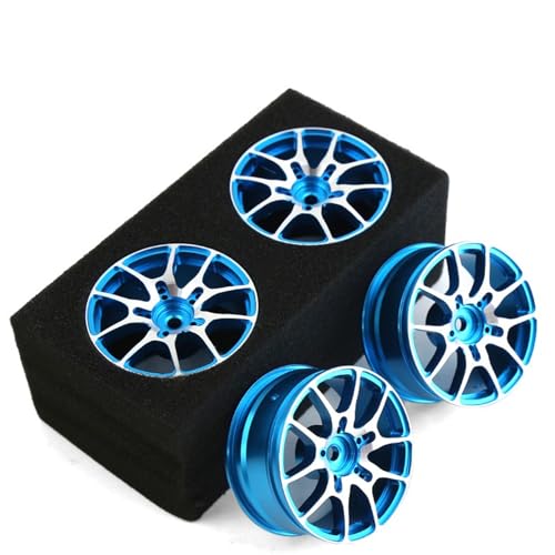 1/10 RC On Road Drift Wheels Rims Hex 12mm Metal Rally Racing Hubs for 1:10 Scale Touring Street Car Tires Tyres Tamiya TT01 TT02 HSP 2S 3S Brushless HPI KYOSHO XV02 XV01 4PCS (Blue) - color: Blue
