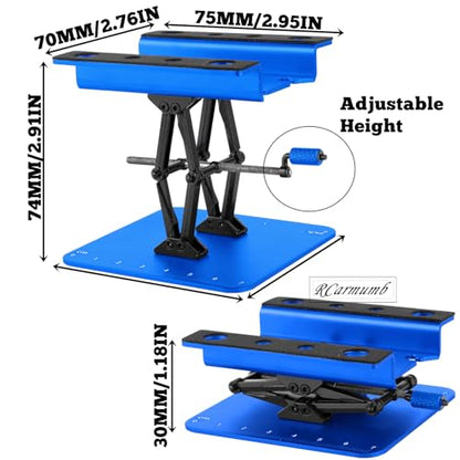 2-Pack RC Work Stand Bundle for 1/18 1/24 1/30 1/32 TRX4M K10 SCX24 FCX24 K5 AX24 SCX30 Ascent-32, 360° Rotating Display Stand & Height Adjustable Lift Table w/ 4 Pcs Jack Stands,Navy Blue w/Navy Blue - color: Navy Blue(1set)
