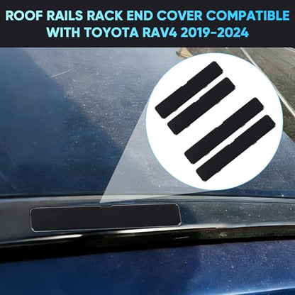 Roof Rails Rack End Cover Compatible with Toyota RAV4 2019-2024 ABS Roof Rack Cover Cap Shell Replacement 4Pcs Glossy Black Exterior Accessories
