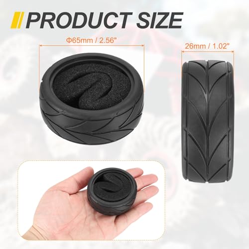 MECCANIXITY 4 Pcs RC 1/10 on Road Car Tire, Rubber Super Soft Tyre Racing Drift Tires with Foam Insert for RC 1:10 HPS TT01 Touring Drift Car Wheel Rim Upgrades Single-Line Pattern 65mm