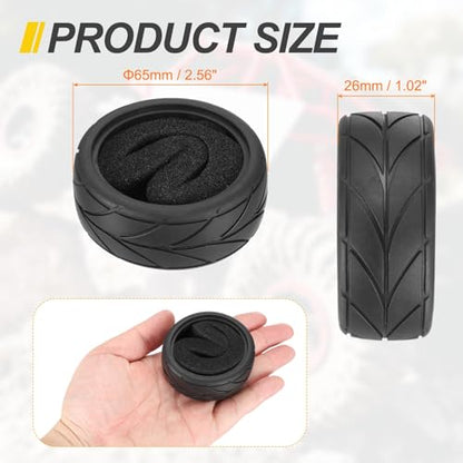MECCANIXITY 4 Pcs RC 1/10 on Road Car Tire, Rubber Super Soft Tyre Racing Drift Tires with Foam Insert for RC 1:10 HPS TT01 Touring Drift Car Wheel Rim Upgrades Single-Line Pattern 65mm