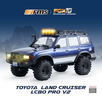 FMS 1/10 FCX10 PRO RC Crawler Land Cruiser LC80 RS Toyota Licensed,Upgraded Brushless Motor 3541-KV2100, 4WD Off-Road RC Rock Truck, 2.4GHz Hobby Grade Remote Control Car for Adults RS(no battery) - color: Blue