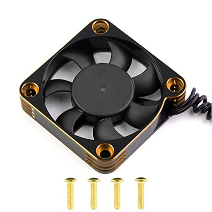 Lifehead 28000RPM Motor and ESC Cooling Fan Cooler RC Aluminum Cooling Fan for RC car 1/8 1/10 1/12 Scale 540 550 and Other Brushed/brushless Motors (red + Gold) 50 * 50mm - color: Gold (50*50*10mm)