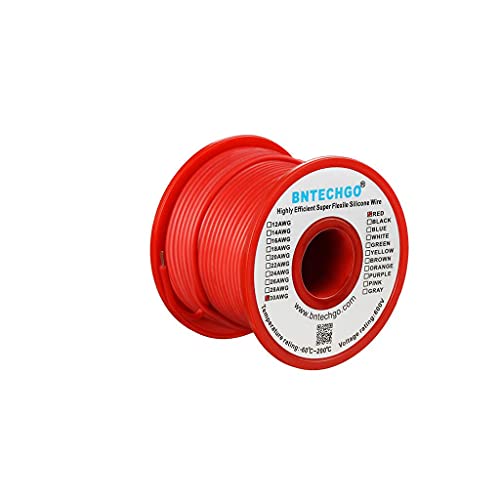 BNTECHGO 30 Gauge Silicone Wire Spool 50 ft Red Flexible 30 AWG Stranded Tinned Copper Wire | Flexible 30 AWG Stranded Wire Silicone Rubber Insulation For RC Models, Drone, Robot, LED Lighting Systems, 3D Printer, DIY - size: 30 gauge silicone wire 50ft,