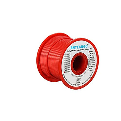 BNTECHGO 30 Gauge Silicone Wire Spool 50 ft Red Flexible 30 AWG Stranded Tinned Copper Wire | Flexible 30 AWG Stranded Wire Silicone Rubber Insulation For RC Models, Drone, Robot, LED Lighting Systems, 3D Printer, DIY - size: 30 gauge silicone wire 50ft,