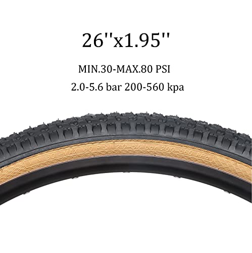 Hycline Mountain Bike Tire: 20/24/26/27.5-inch Folding Replacement High-Performance Wear-Resistant Bicycle Tires for MTB Off-Road Bike - size: 26x1.95 60TPI, style: Qty 1 Tire