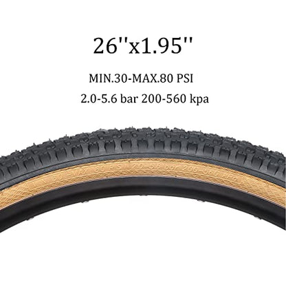 Hycline Mountain Bike Tire: 20/24/26/27.5-inch Folding Replacement High-Performance Wear-Resistant Bicycle Tires for MTB Off-Road Bike - size: 26x1.95 60TPI, style: Qty 1 Tire
