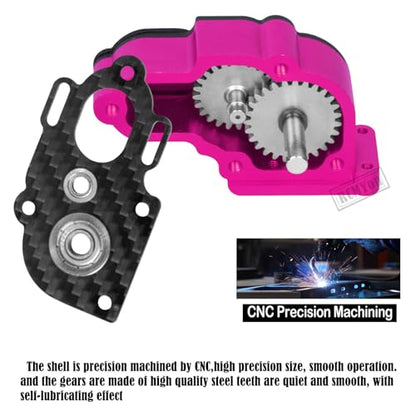 Aluminum LCG Transmission Gearboxes Upgrades Part for SCX10 SCX10 II 90046 90047,RC Crawler Car Alloy Transmission Gearbox Hop Ups,Pink - color: Pink - Scx10