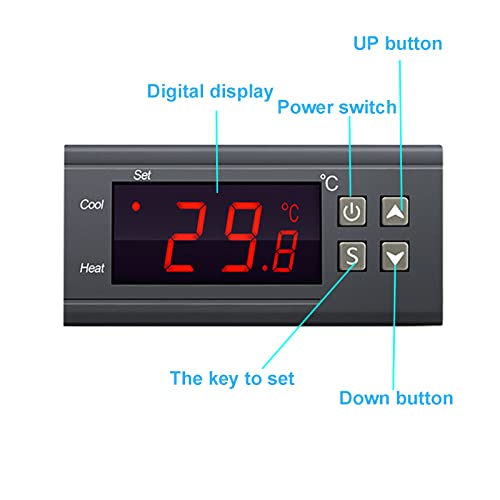 Digital Temperature Controller STC-1000 Digital LED Display DC 12V 10A Celsius Heating Cooling Centigrade Thermostat Sensor 2 Relay Output with NTC 10K Thermistor Sensors Temperature Probe - color: 12V