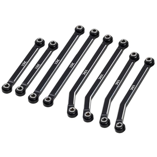 DJX CNC Aluminum High Clearance 4-Link w/Steering Link Set for 1/18 RC Crawler Redcat Ascent-18 Upgrades Part (Black) - color: Black