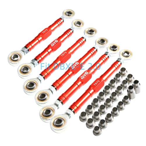 GTBRacing CNC Aluminum 7075-T6 Front Rear Steering Turnbuckle Tie Rod Set for 1/5 RC Car Losi DBXL-E 2.0 DBXL 2.0 Upgrade Part (Front Rear Steering Turnbuckle Red) | 7075 Losi dbxl-e 2.0 Linkage - color: Front Rear Steering Turnbuckle Red